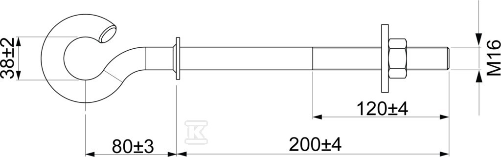 Cârlig pentru agățat M16/200 mm - SOT21.16